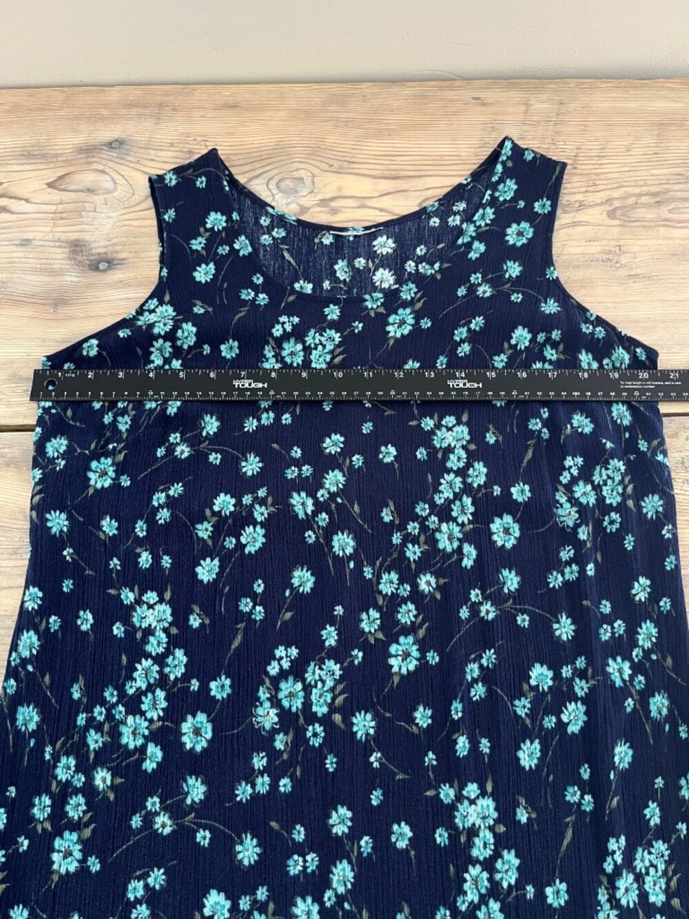 Vtg 90s R&K Original Sleeveless Midi Dress Womens L Navy Floral Ditsy Cottage - Picture 3 of 6